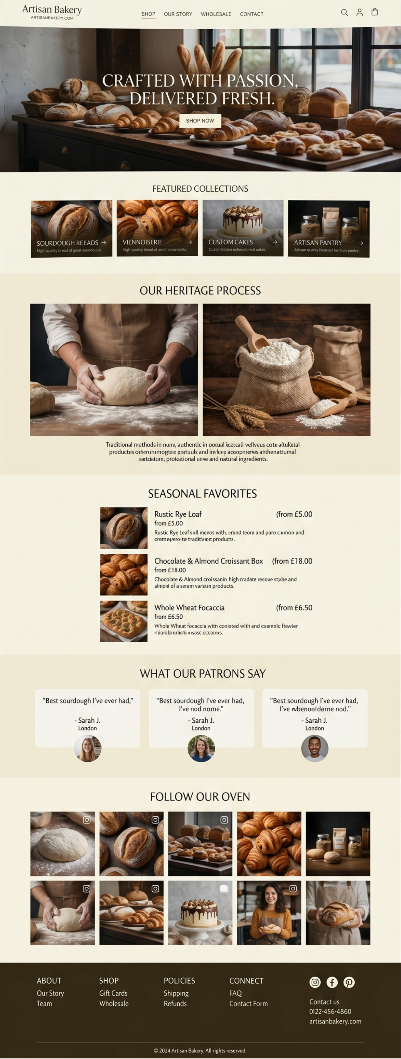 Artisan Bakery website design